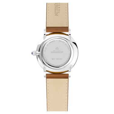 Montre Michel Herbelin Inspiration quartz cadran bleu bracelet cuir brun 40 mm