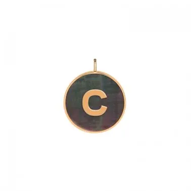 Ginette NY Initial Ever C medal in rose gold and black mother-of-pearl