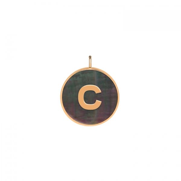 Ginette NY Initial Ever C medal in rose gold and black mother-of-pearl