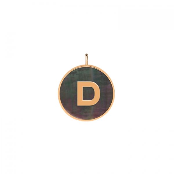 Ginette NY Initial Ever D medal in rose gold and black mother-of-pearl