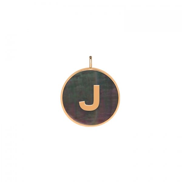 Ginette NY Initial Ever J medal in rose gold and black mother-of-pearl