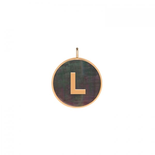 Ginette NY Initial Ever L medal in rose gold and black mother-of-pearl