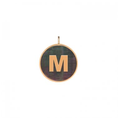 Médaille Ginette NY Initial Ever M en or rose et nacre noire