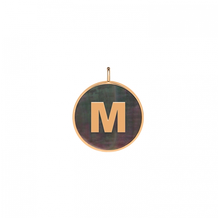 Médaille Ginette NY Initial Ever M en or rose et nacre noire