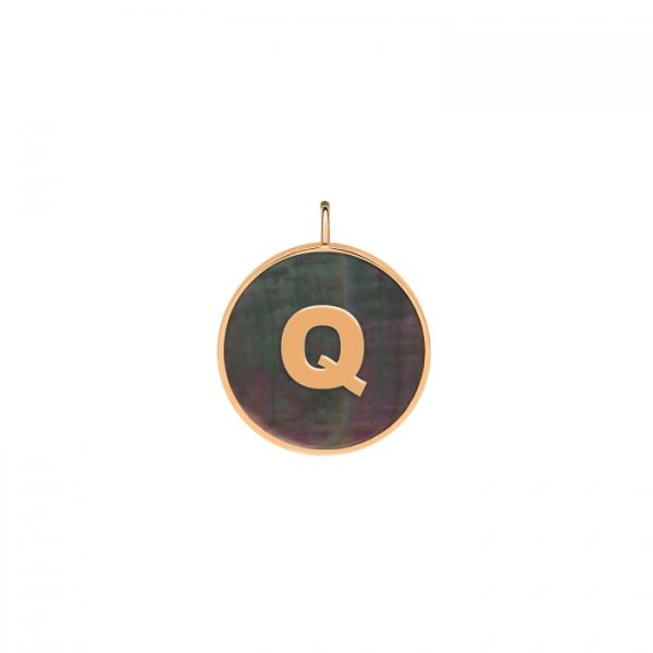Ginette NY Initial Ever Q medal in rose gold and black mother-of-pearl
