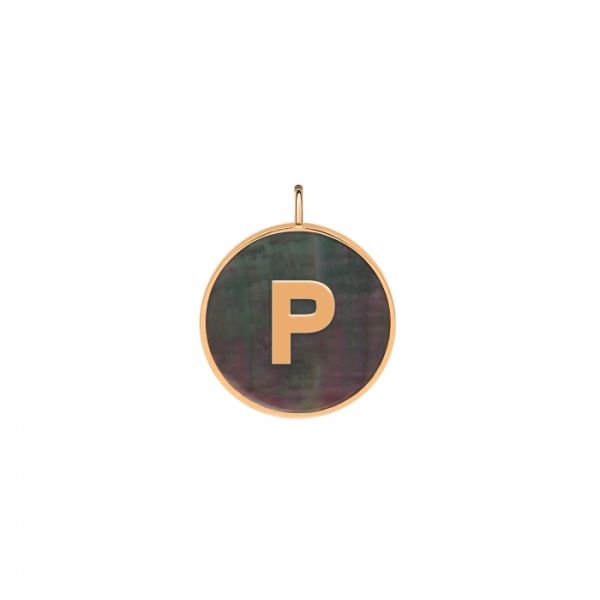 Ginette NY Initial Ever P medal in rose gold and black mother-of-pearl