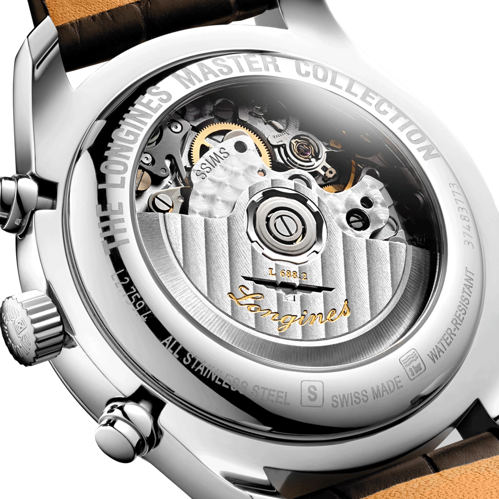 Montre Longines Master Collection chronographe cadran argenté bracelet croco marron 42 mm L2.759.4.78.3