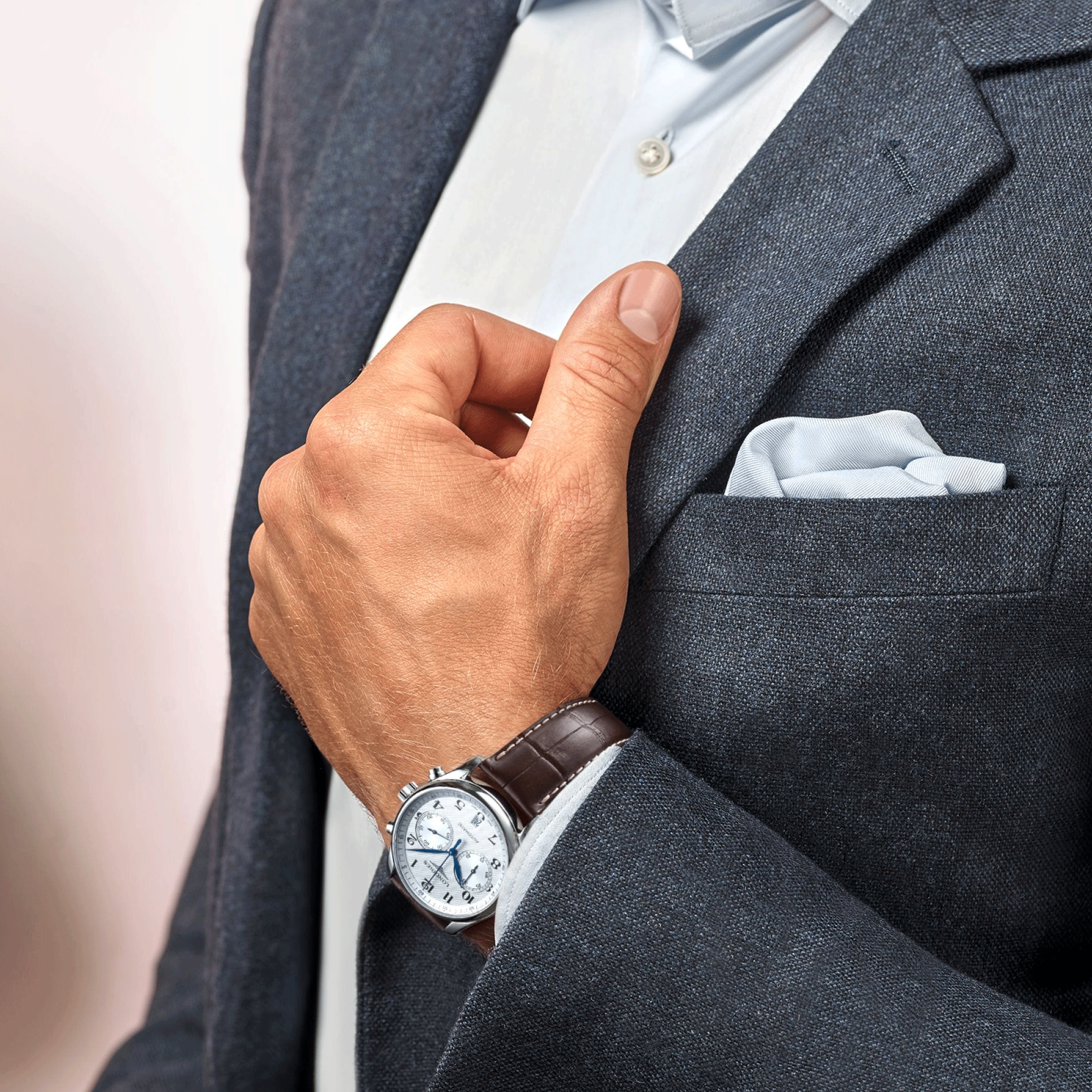 Longines Master Collection automatic chronograph watch white dial 40 mm