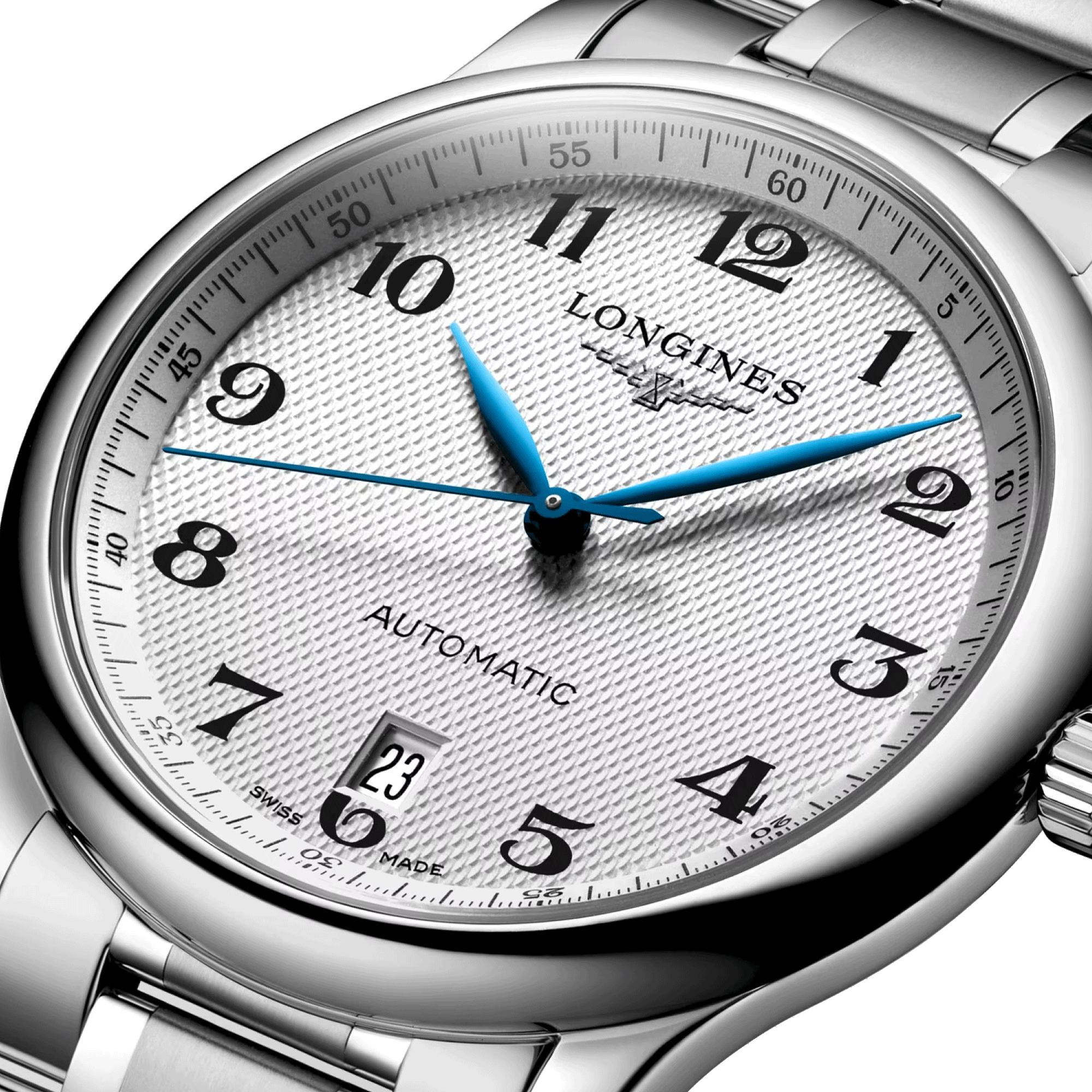 Montre Longines Master Collection automatique cadran blanc bracelet acier 38,5 mm