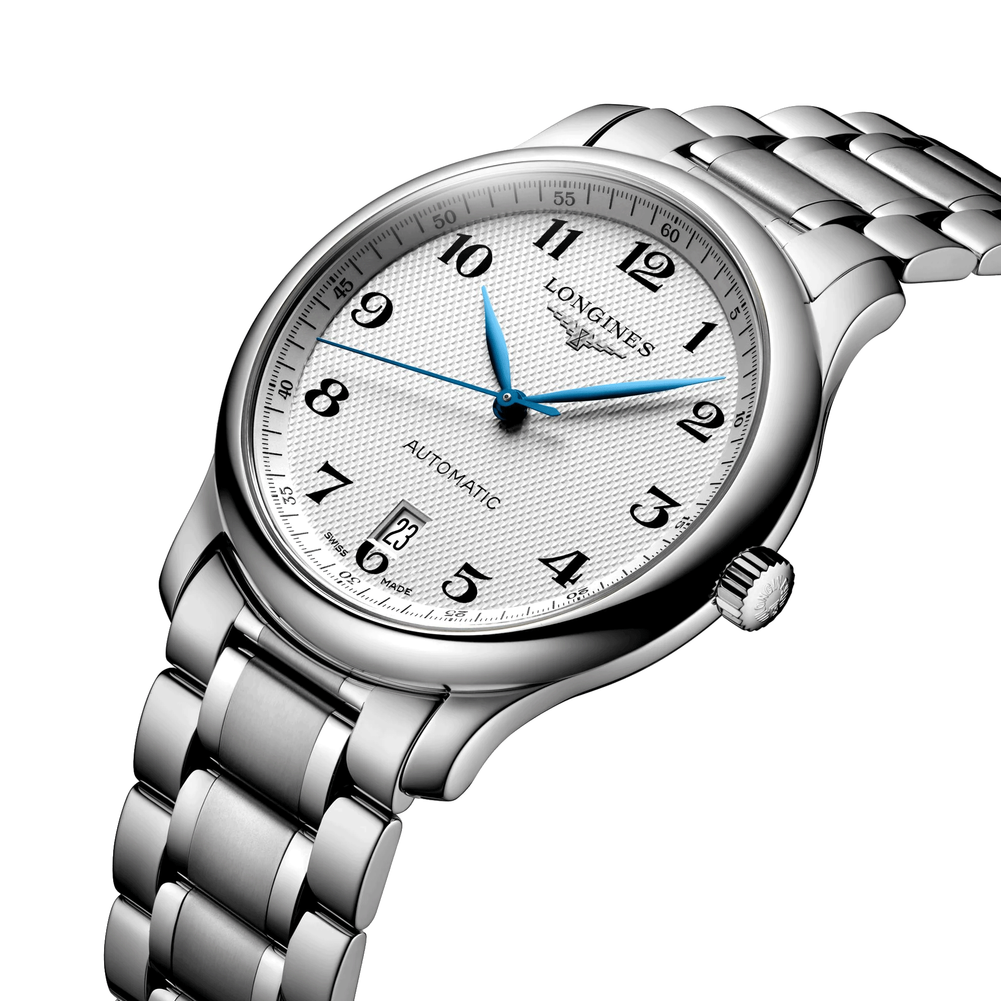 Montre Longines Master Collection automatique cadran blanc bracelet acier 38,5 mm