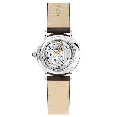 Montre Michel Herbelin Inspiration 1947 mécanique cadran bleu bracelet cuir marron 40 mm