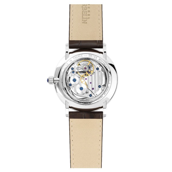 Montre Michel Herbelin Inspiration 1947 mécanique cadran bleu bracelet cuir marron 40 mm