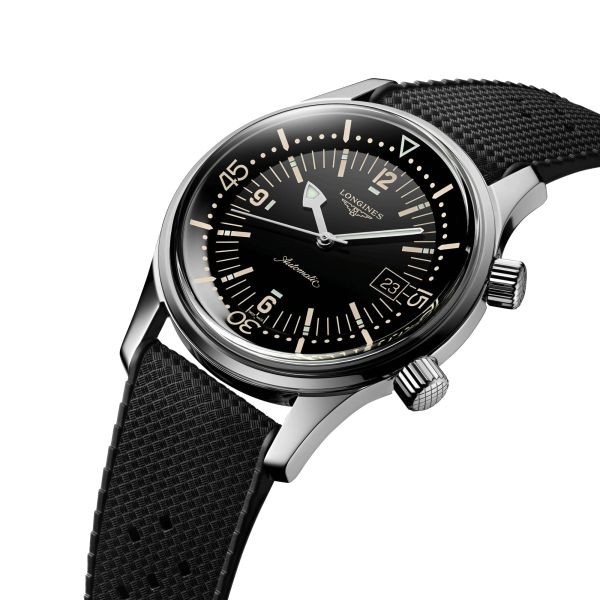 Montre Longines Heritage Diver automatique cadran noir bracelet caoutchouc 42 mm L3.774.4.50.9