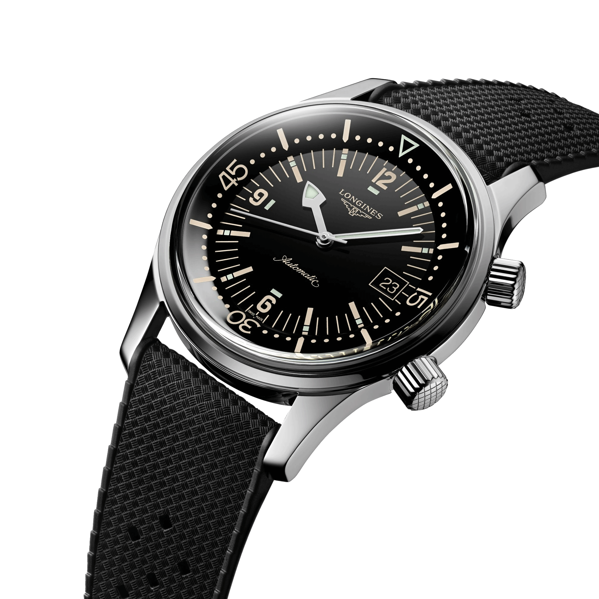 Montre Longines Heritage Diver automatique cadran noir bracelet caoutchouc 42 mm L3.774.4.50.9