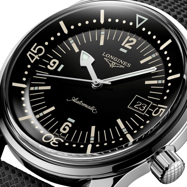 Montre Longines Heritage Diver automatique cadran noir bracelet caoutchouc 42 mm L3.774.4.50.9