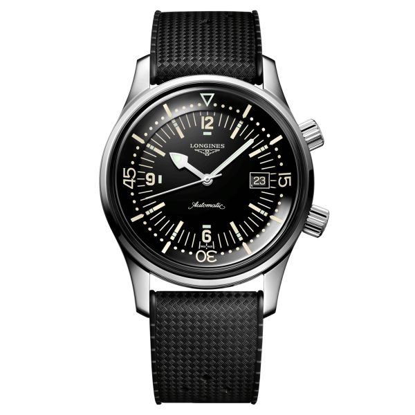 Montre Longines Heritage Diver automatique cadran noir bracelet caoutchouc 42 mm