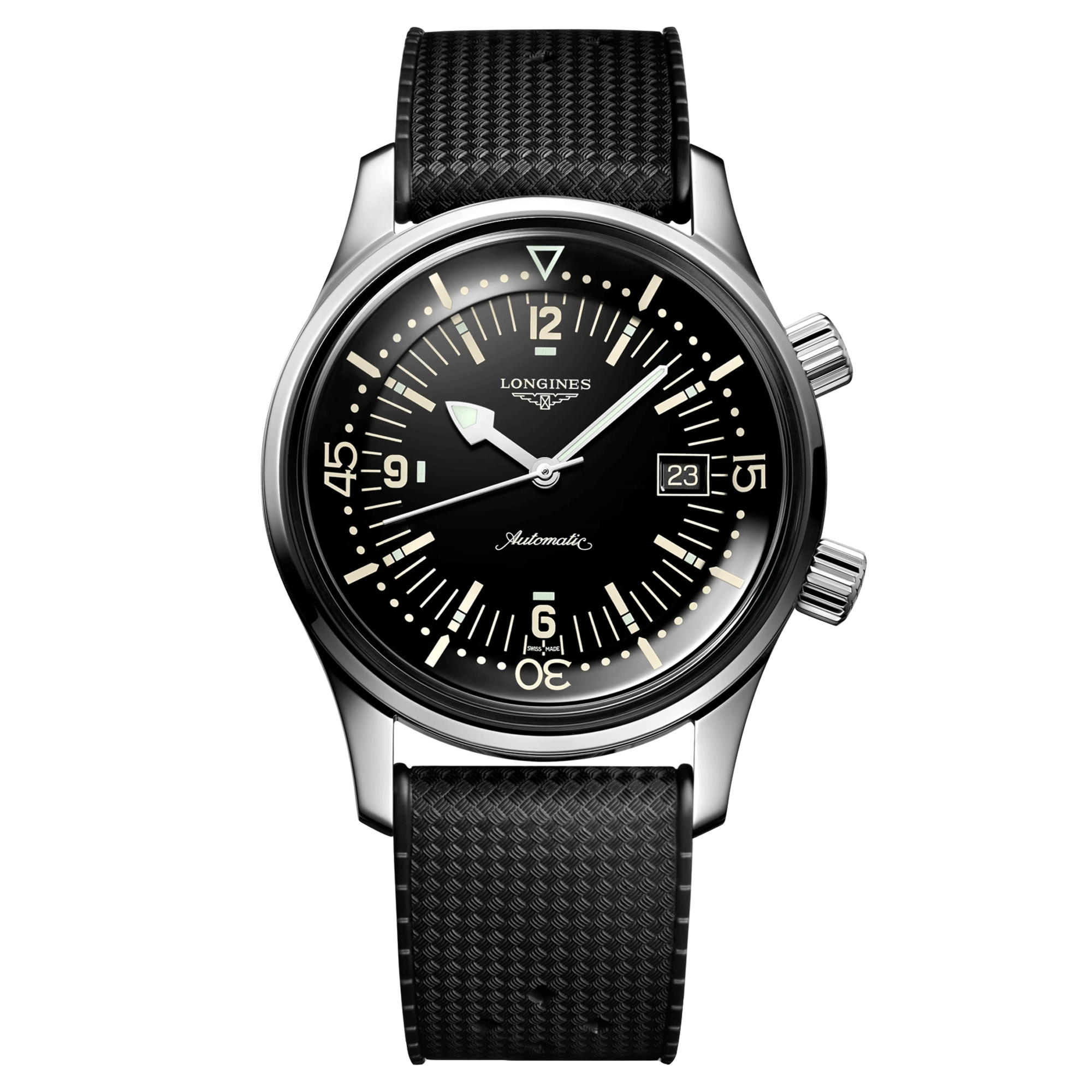 Montre Longines Heritage Diver automatique cadran noir bracelet caoutchouc 42 mm L3.774.4.50.9