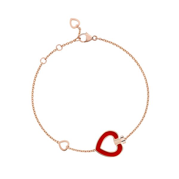 Bracelet Fred Pretty Woman en or rose, diamants et cornaline