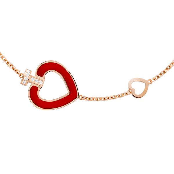 Bracelet Fred Pretty Woman en or rose, diamants et cornaline