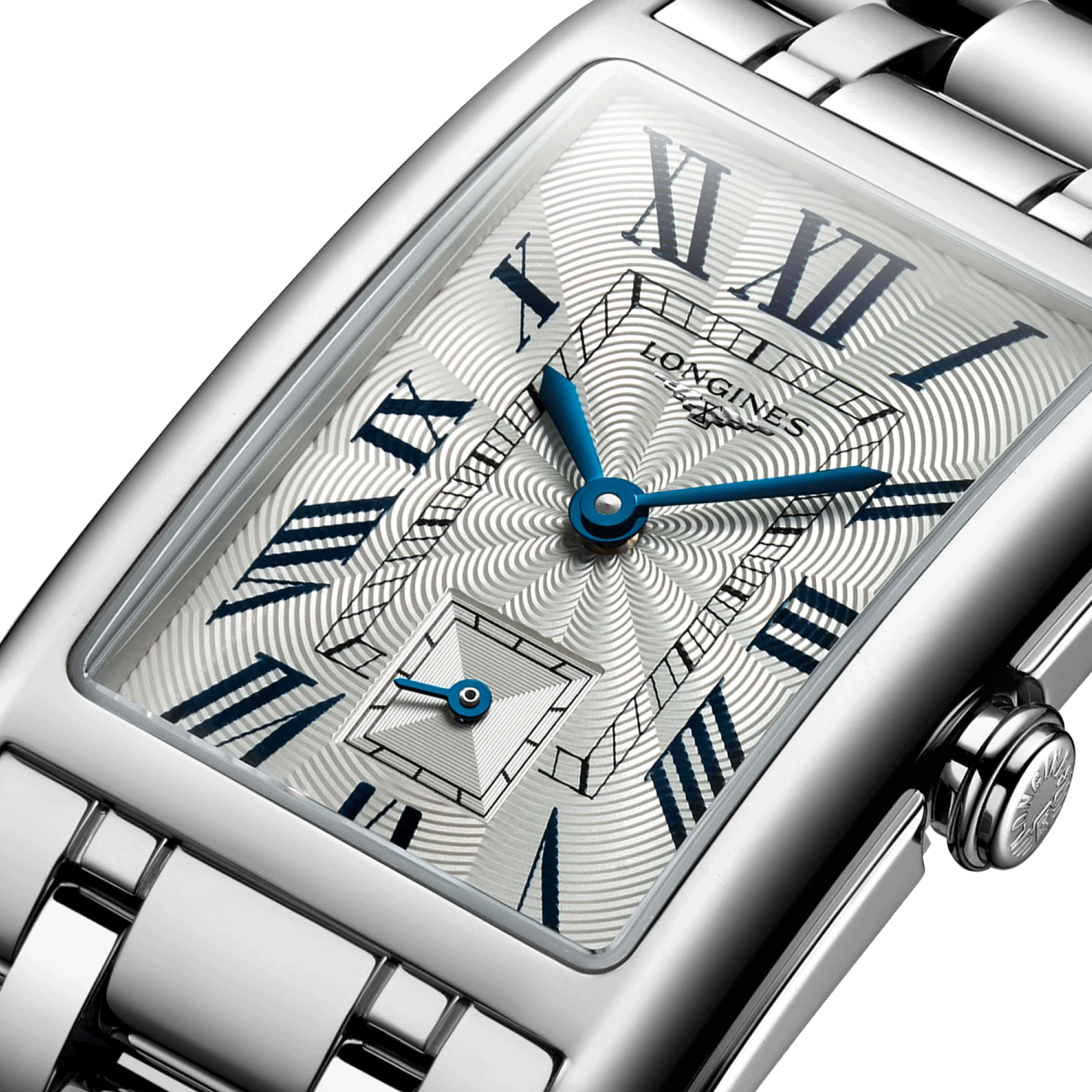 Montre Longines DolceVita quartz cadran argenté chiffres romains bracelet acier L5.512.4.71.6