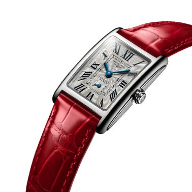 Montre Longines DolceVita quartz cadran argenté bracelet cuir croco rouge