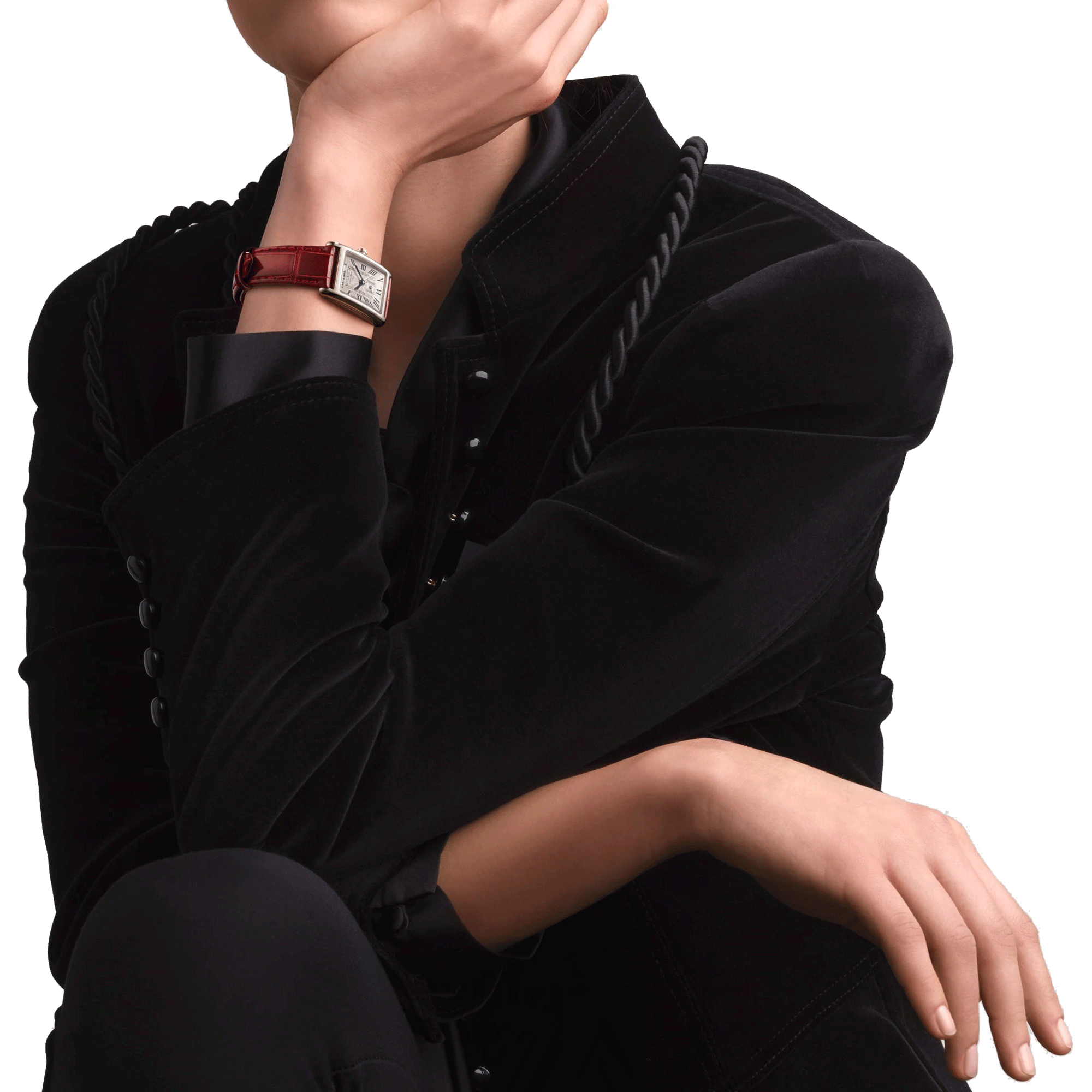 Montre Longines DolceVita quartz cadran argenté bracelet cuir croco rouge