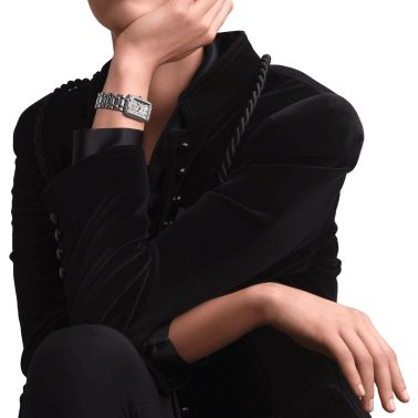 Montre Longines DolceVita quartz cadran argenté lunette sertie bracelet acier