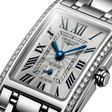 Montre Longines DolceVita quartz cadran argenté lunette sertie bracelet acier