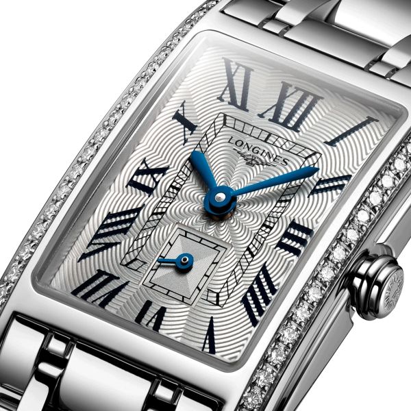 Montre Longines DolceVita quartz cadran argenté lunette sertie bracelet acier