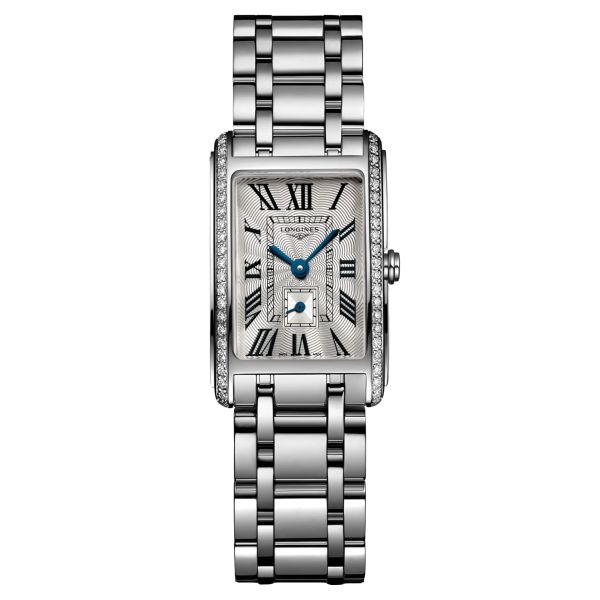 Montre Longines DolceVita quartz cadran argenté lunette sertie bracelet acier petit modèle L5.255.0.71.6