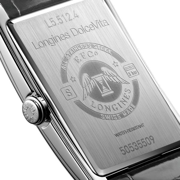 Montre Longines DolceVita quartz cadran argenté bracelet cuir gris L5.512.4.71.3