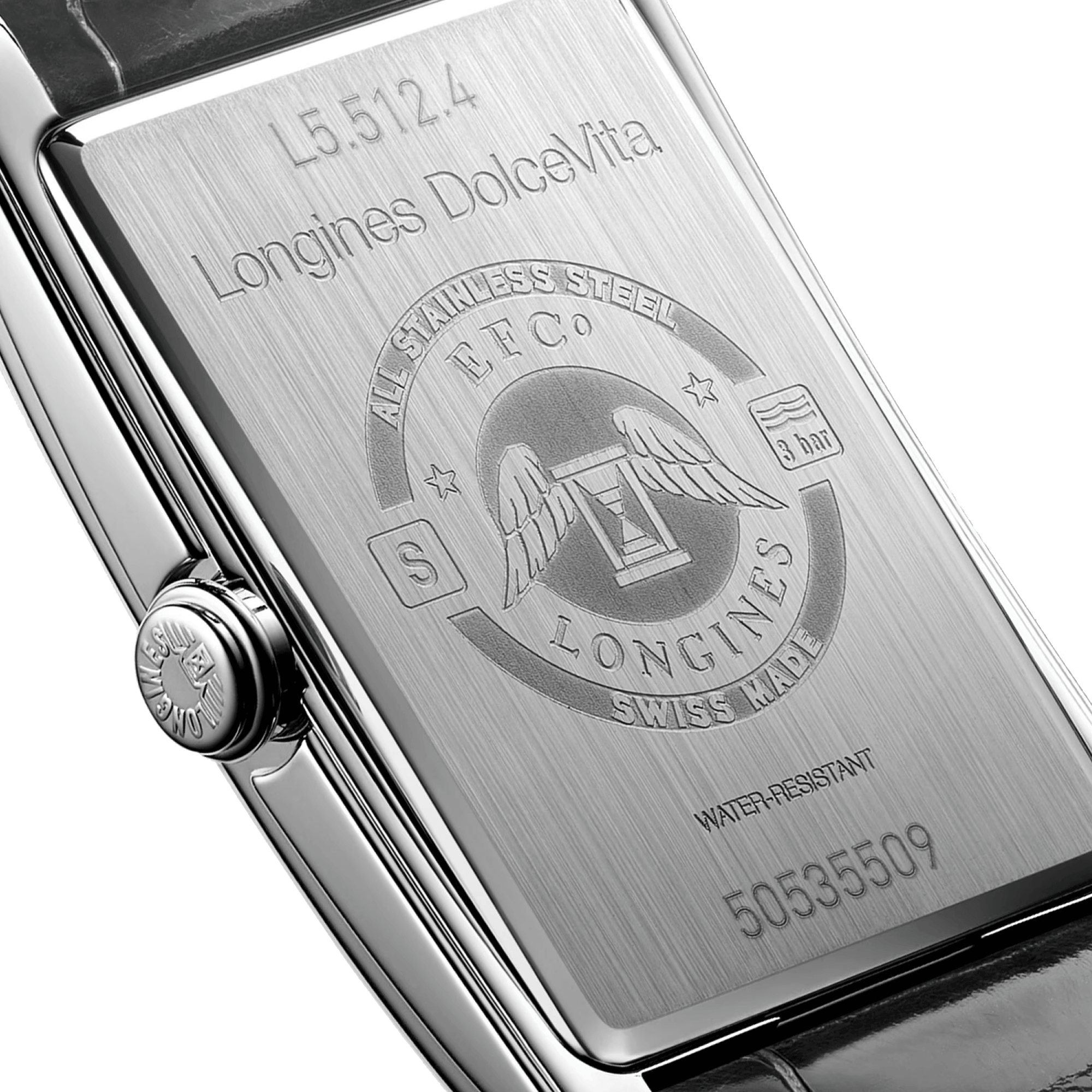 Montre Longines DolceVita quartz cadran argenté bracelet cuir gris L5.512.4.71.3