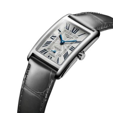 Montre Longines DolceVita quartz cadran argenté bracelet cuir gris L5.512.4.71.3