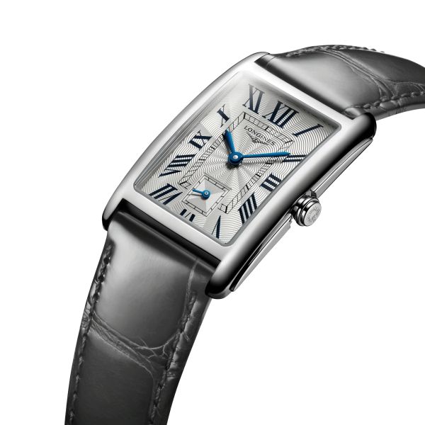 Montre Longines DolceVita quartz cadran argenté bracelet cuir gris L5.512.4.71.3