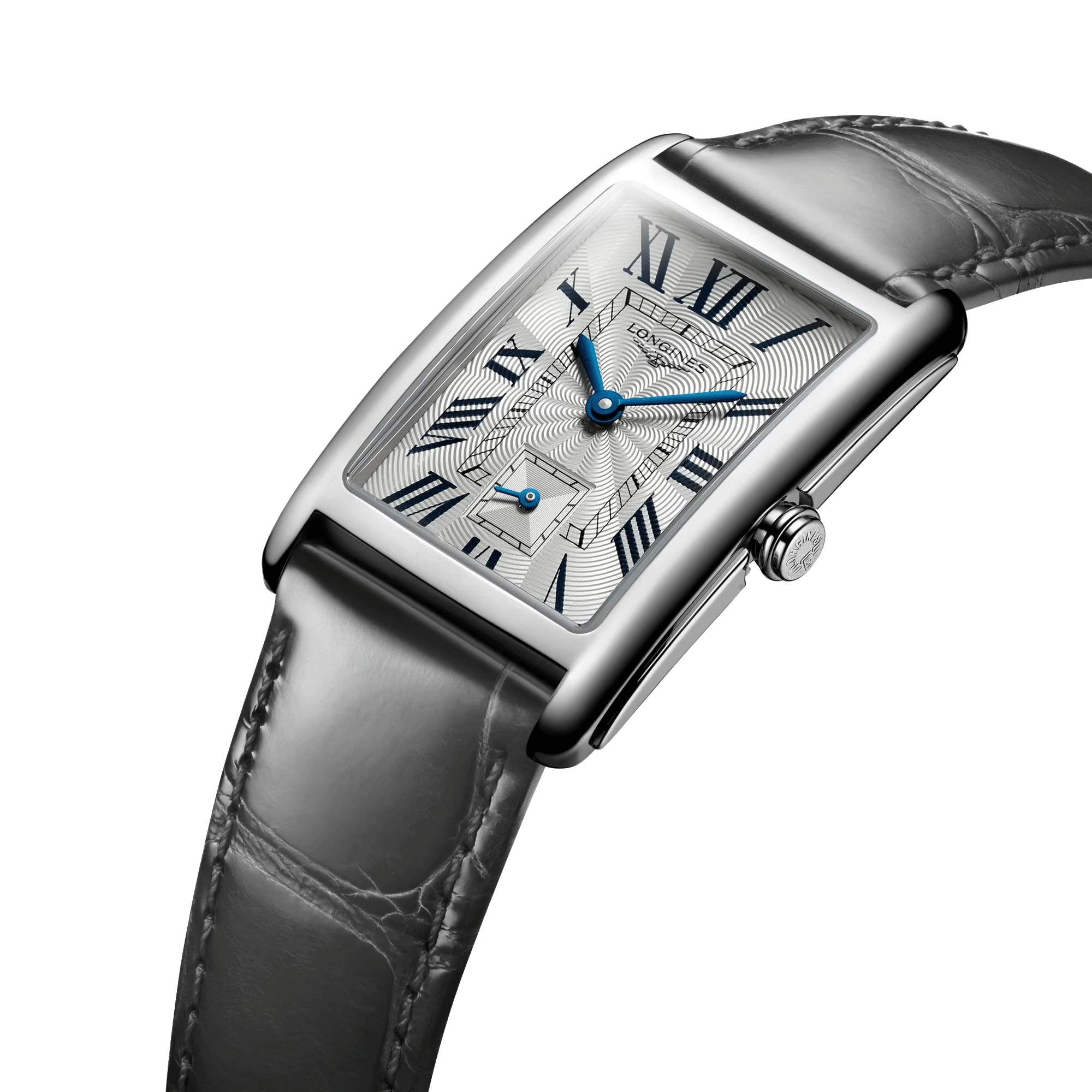 Montre Longines DolceVita quartz cadran argenté bracelet cuir gris L5.512.4.71.3