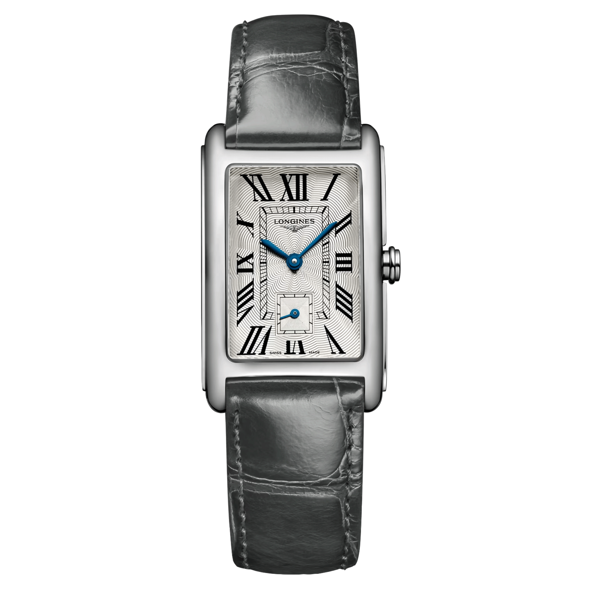 Montre Longines DolceVita quartz cadran argenté bracelet cuir gris L5.512.4.71.3