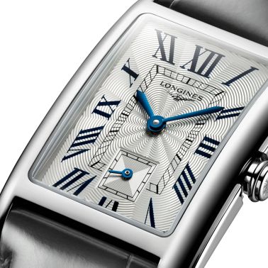 Montre Longines DolceVita quartz cadran argenté bracelet cuir gris L5.512.4.71.3