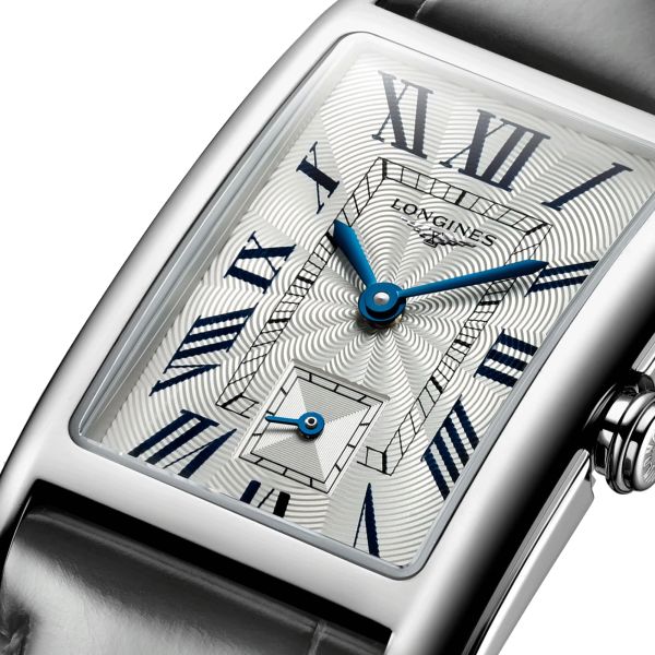 Montre Longines DolceVita quartz cadran argenté bracelet cuir gris L5.512.4.71.3