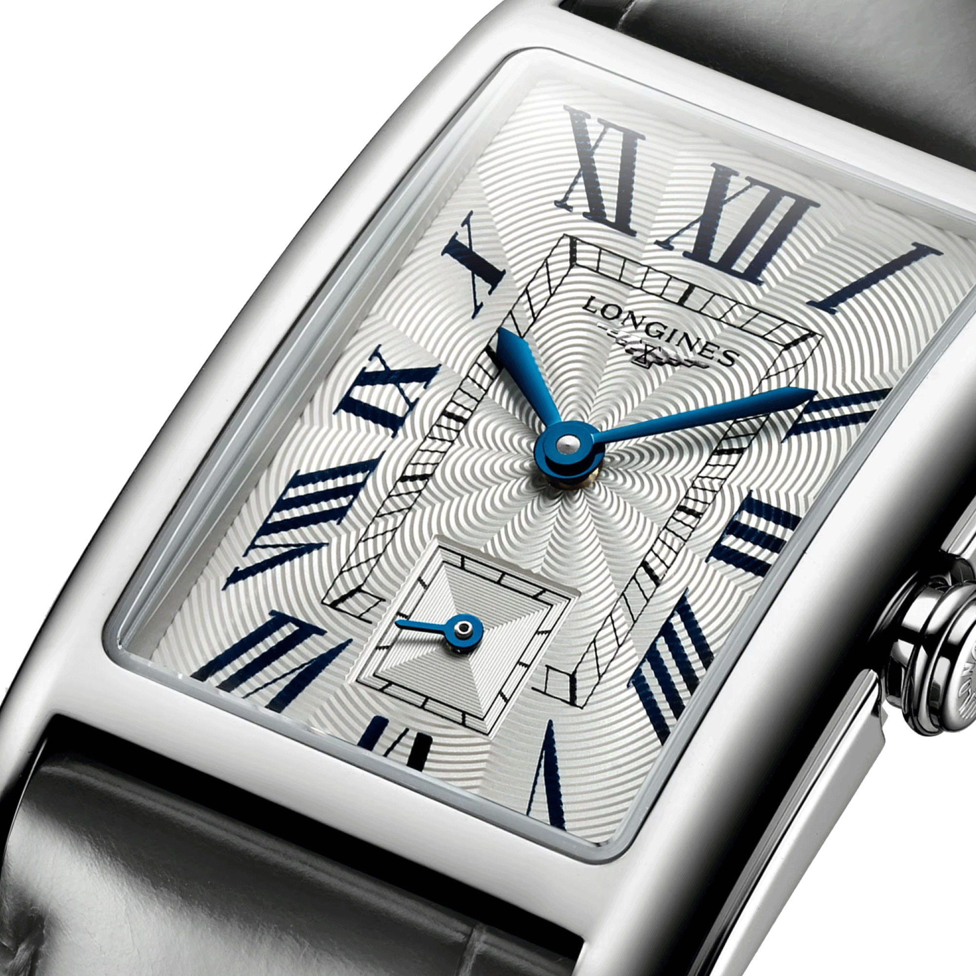 Montre Longines DolceVita quartz cadran argenté bracelet cuir gris L5.512.4.71.3