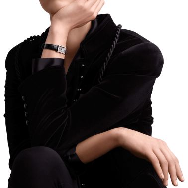 Montre Longines DolceVita quartz cadran argenté chiffres romains bracelet croco noir