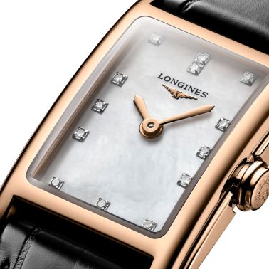 Montre Longines DolceVita quartz or rose cadran nacre index diamants L5.258.8.87.0