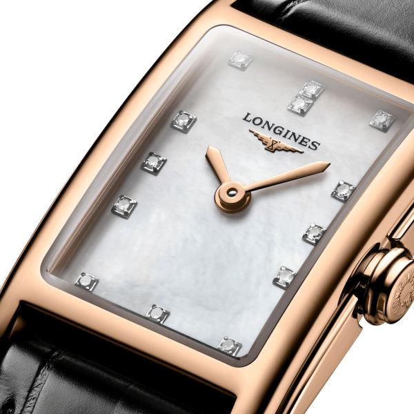 Montre Longines DolceVita quartz or rose cadran nacre index diamants L5.258.8.87.0