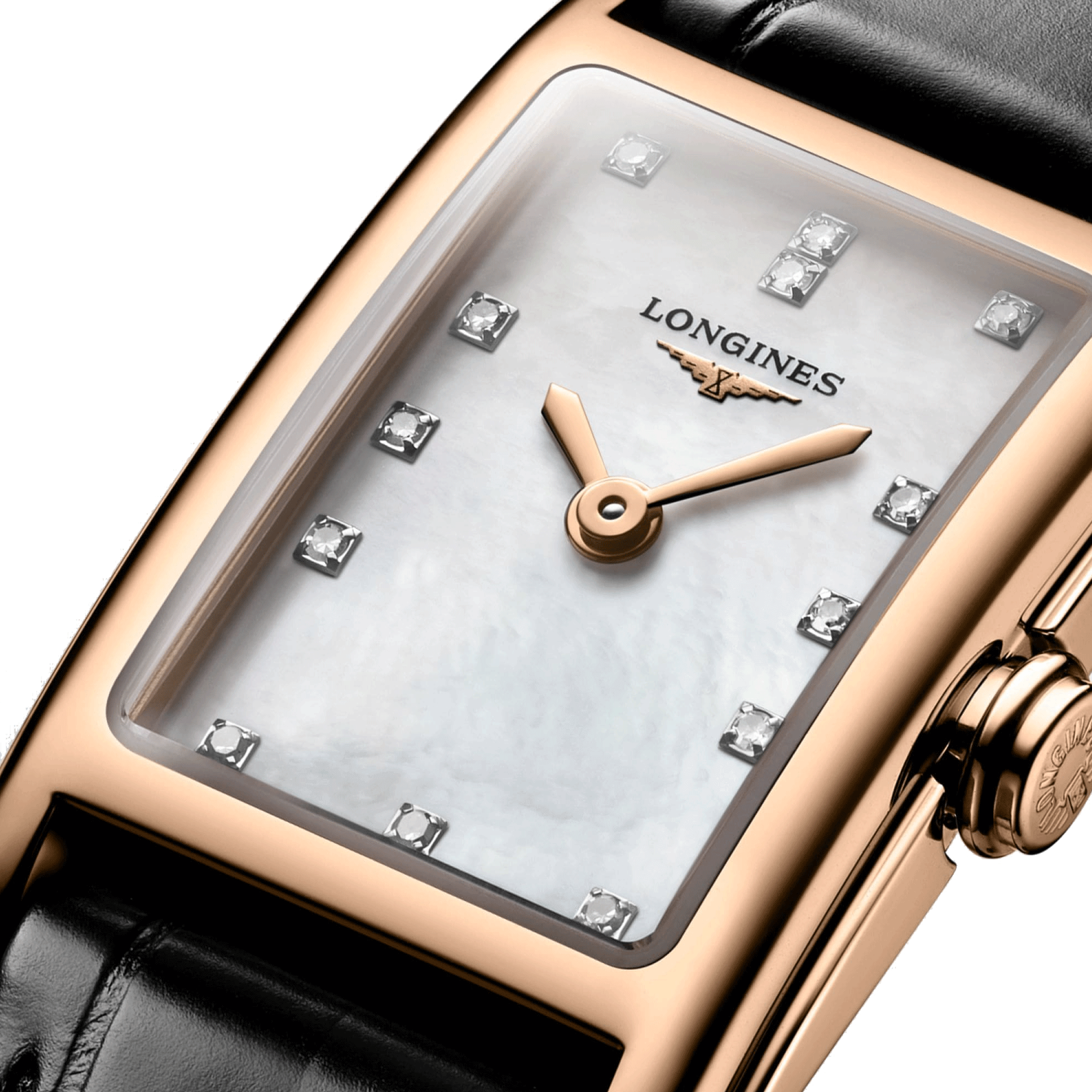 Montre Longines DolceVita quartz or rose cadran nacre index diamants L5.258.8.87.0