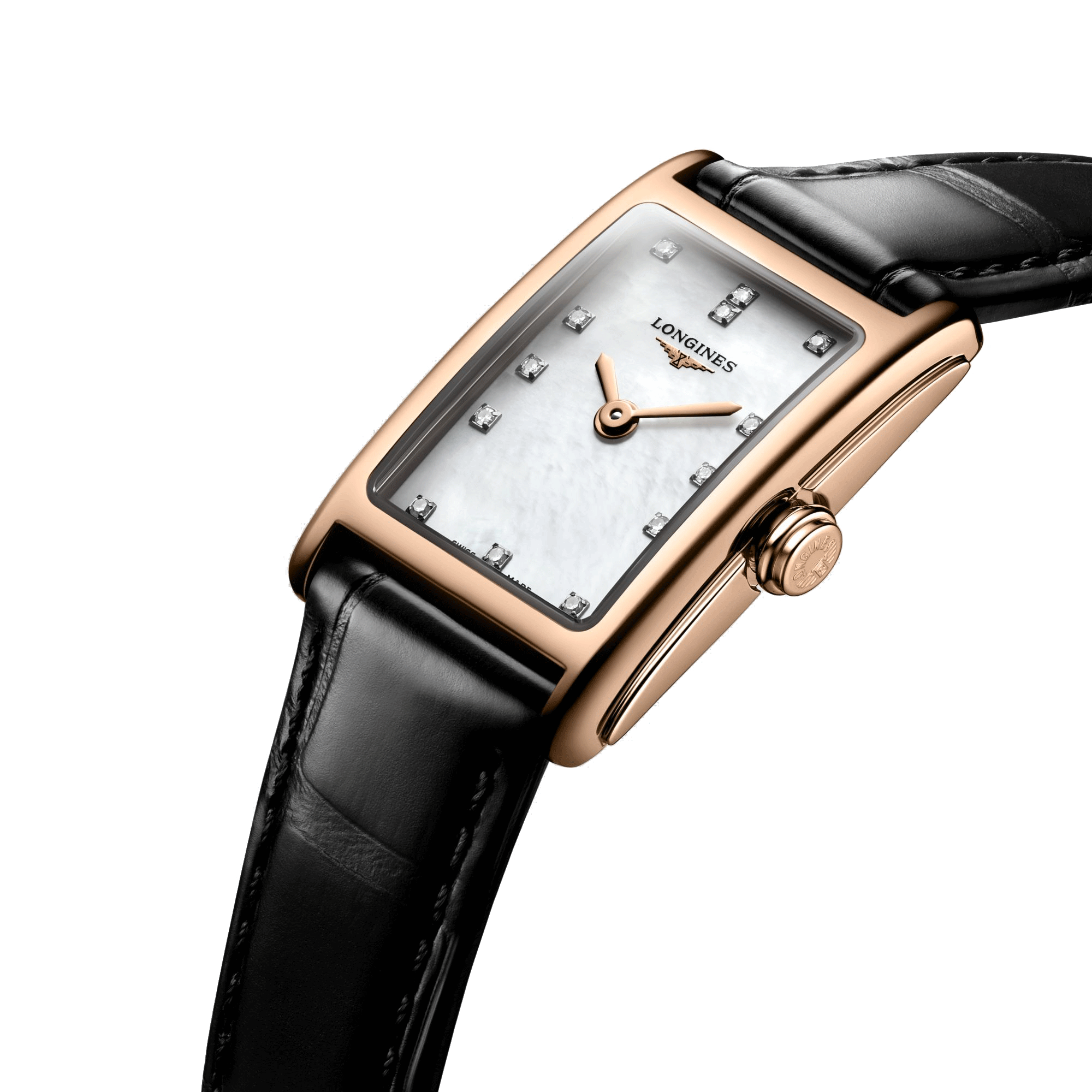 Montre Longines DolceVita quartz or rose cadran nacre index diamants L5.258.8.87.0