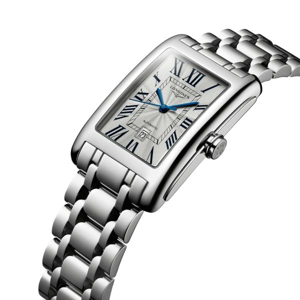 Montre Longines DolceVita automatique cadran argenté chiffres romains bracelet acier L5.757.4.71.6