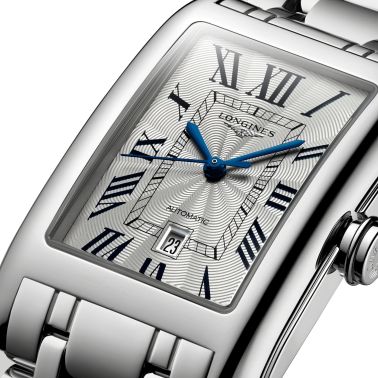 Montre Longines DolceVita automatique cadran argenté chiffres romains bracelet acier L5.757.4.71.6