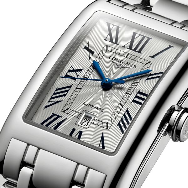 Montre Longines DolceVita automatique cadran argenté chiffres romains bracelet acier L5.757.4.71.6