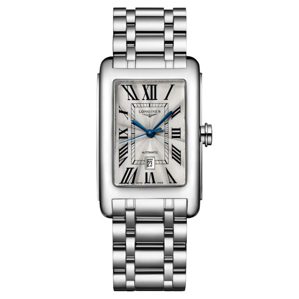 Montre Longines DolceVita automatique cadran argenté chiffres romains bracelet acier