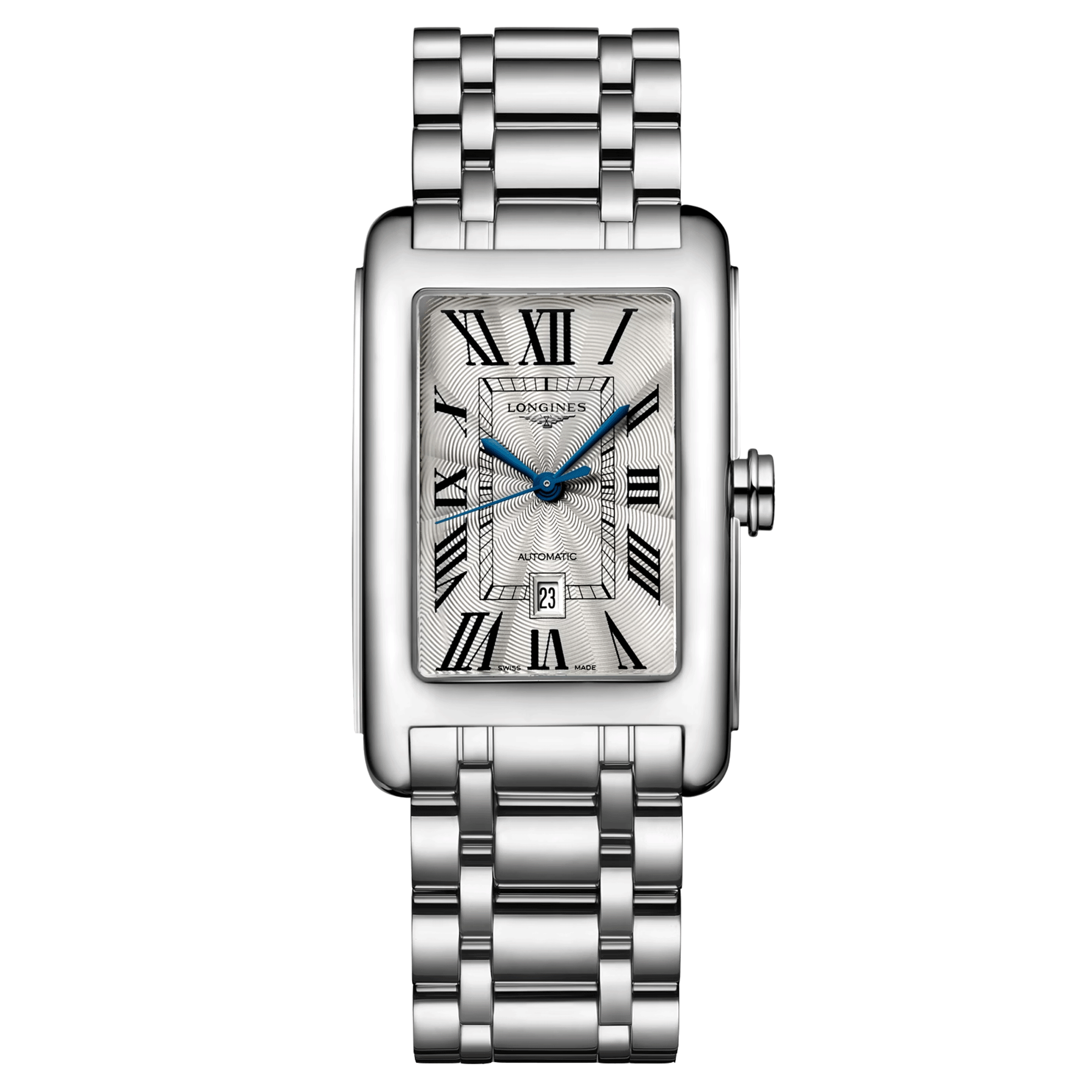Montre Longines DolceVita automatique cadran argenté chiffres romains bracelet acier L5.757.4.71.6