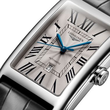 Montre Longines DolceVita automatique cadran argenté bracelet cuir noir L5.767.4.71.0